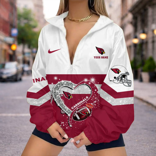 FINAL SALE - NEW CUSTOMIZED NFL20 ARC ARIZONA CARDINALS V-NECK ZIPPER SWEATSHIRT JACKET