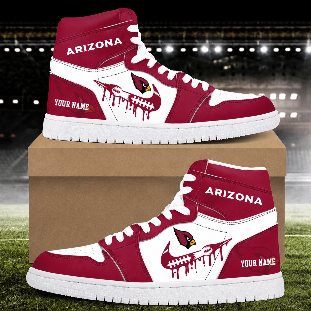 EXCLUSIVE EDITION - NEW CUSTOMIZED NFL20 ARC ARIZONA CARDINALS AIR JORDAN SNEAKERS