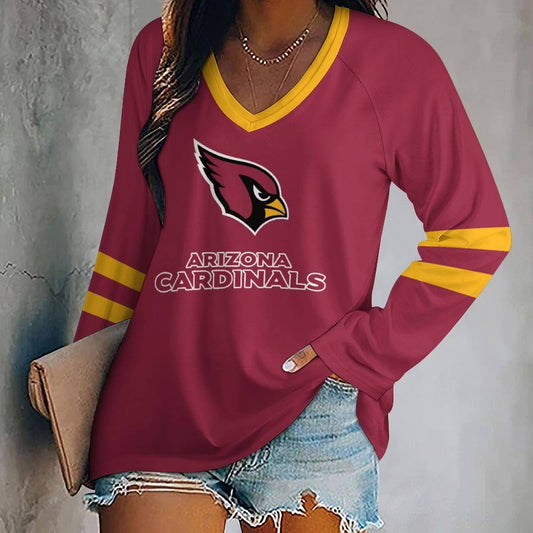 FLASH SALE - NEW CUSTOMIZED NFL20 ARC ARIZONA CARDINALS WOMEN'S V-NECK LONG SLEEVED SHIRT