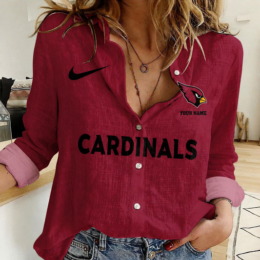 FINAL SALE - NEW CUSTOMIZED NFL20 ARC ARIZONA CARDINALS WOMEN CASUAL SHIRT