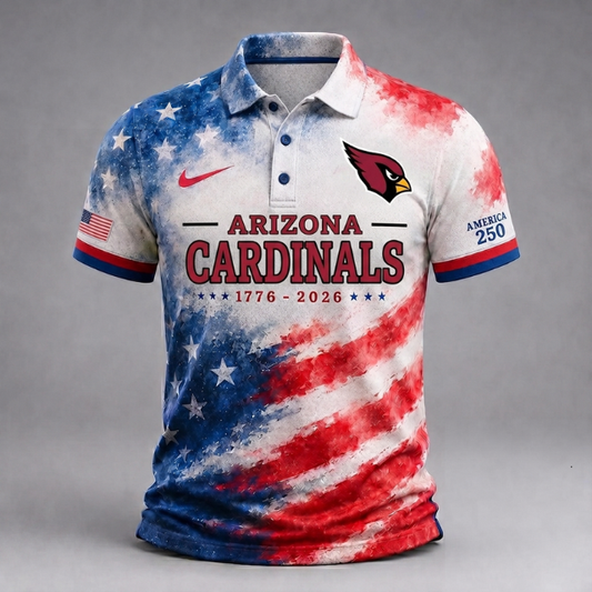 LIMITED EDITION - NEW CUSTOMIZED NFL20 ARC ARIZONA CARDINALS USA 250TH ANNIVERSARY POLO SHIRT, ZIP POLO SHIRT & T-SHIRTS