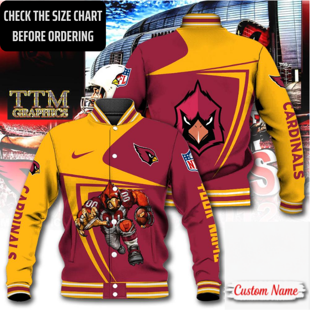 LIMITED EDITION - NEW CUSTOMIZED NFL20 ARC ARIZONA CARDINALS SATIN VARSITY & BASEBALL JACKET