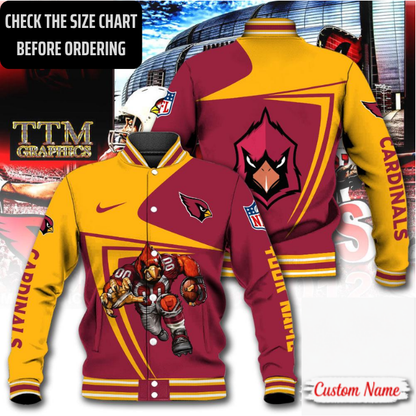 LIMITED EDITION - NEW CUSTOMIZED NFL20 ARC ARIZONA CARDINALS SATIN VARSITY & BASEBALL JACKET