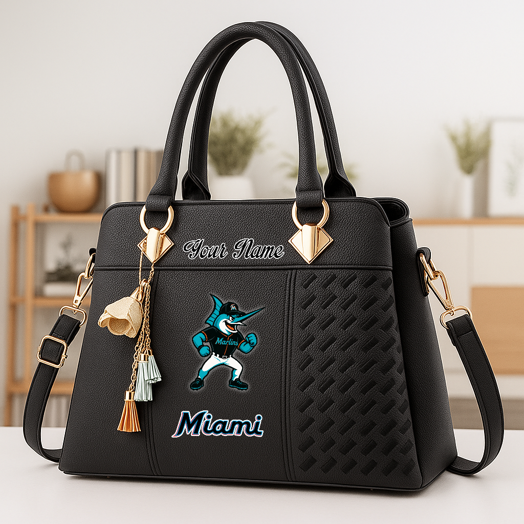 LIMITED EDITION - NEW CUSTOMIZED MLB20 MMS MI MARLINS ZIP HANDBAG MULTICOLOR