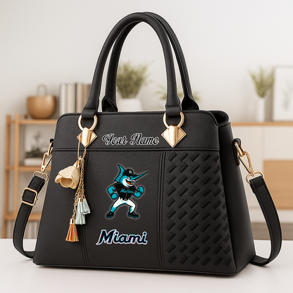 LIMITED EDITION - NEW CUSTOMIZED MLB20 MMS MI MARLINS ZIP HANDBAG MULTICOLOR