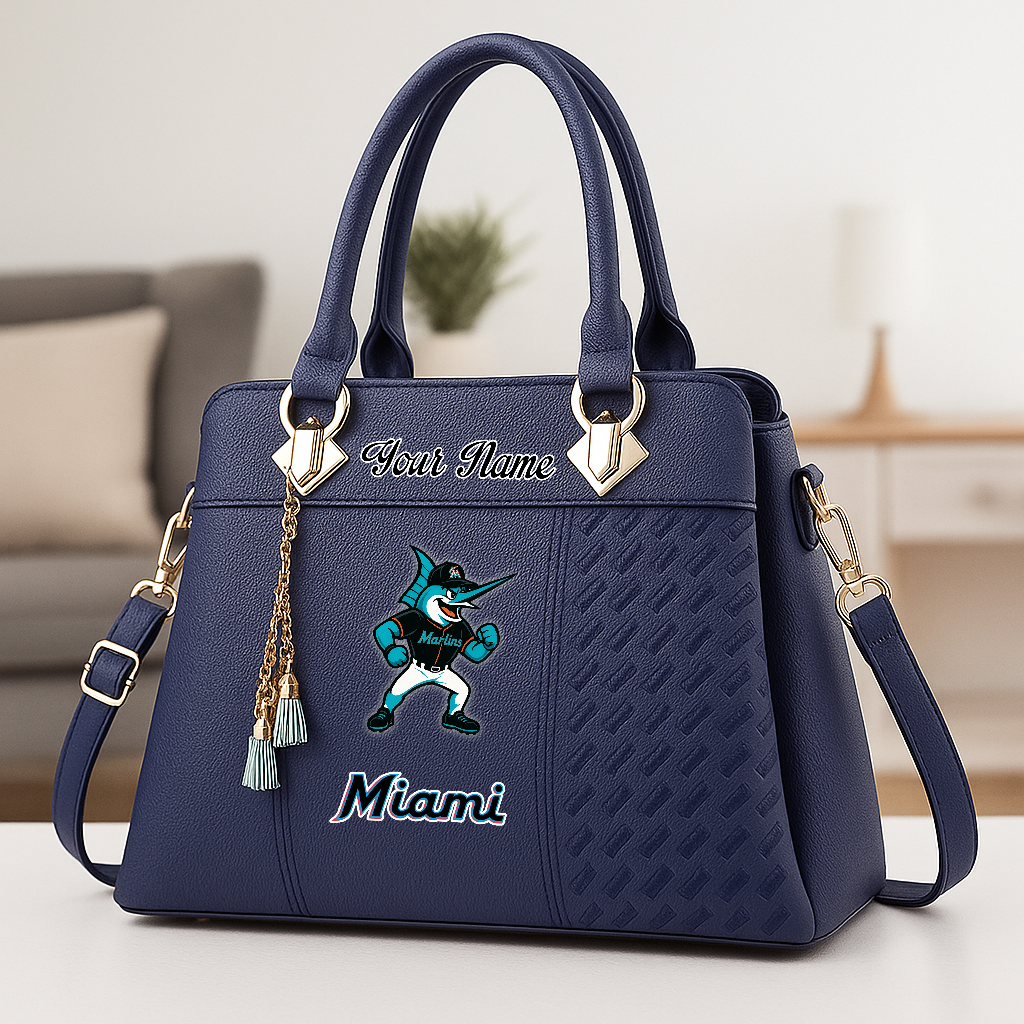 LIMITED EDITION - NEW CUSTOMIZED MLB20 MMS MI MARLINS ZIP HANDBAG MULTICOLOR