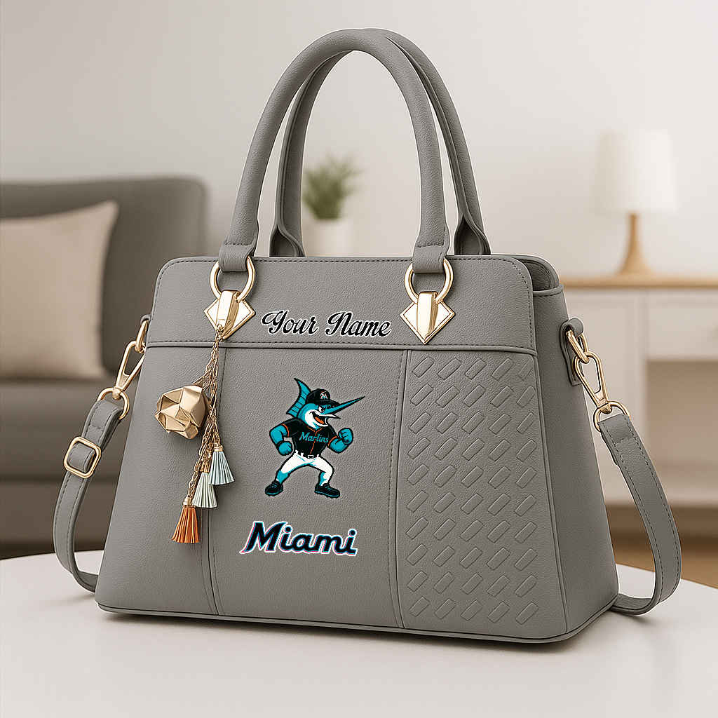 LIMITED EDITION - NEW CUSTOMIZED MLB20 MMS MI MARLINS ZIP HANDBAG MULTICOLOR