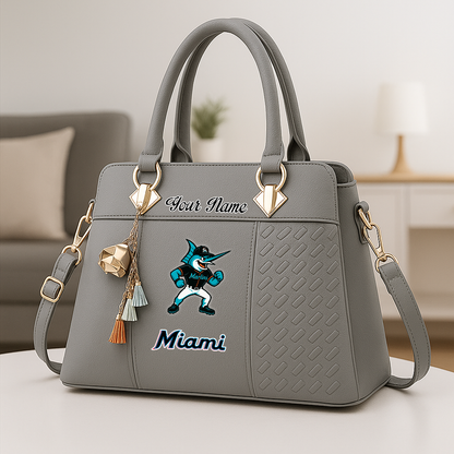 LIMITED EDITION - NEW CUSTOMIZED MLB20 MMS MI MARLINS ZIP HANDBAG MULTICOLOR