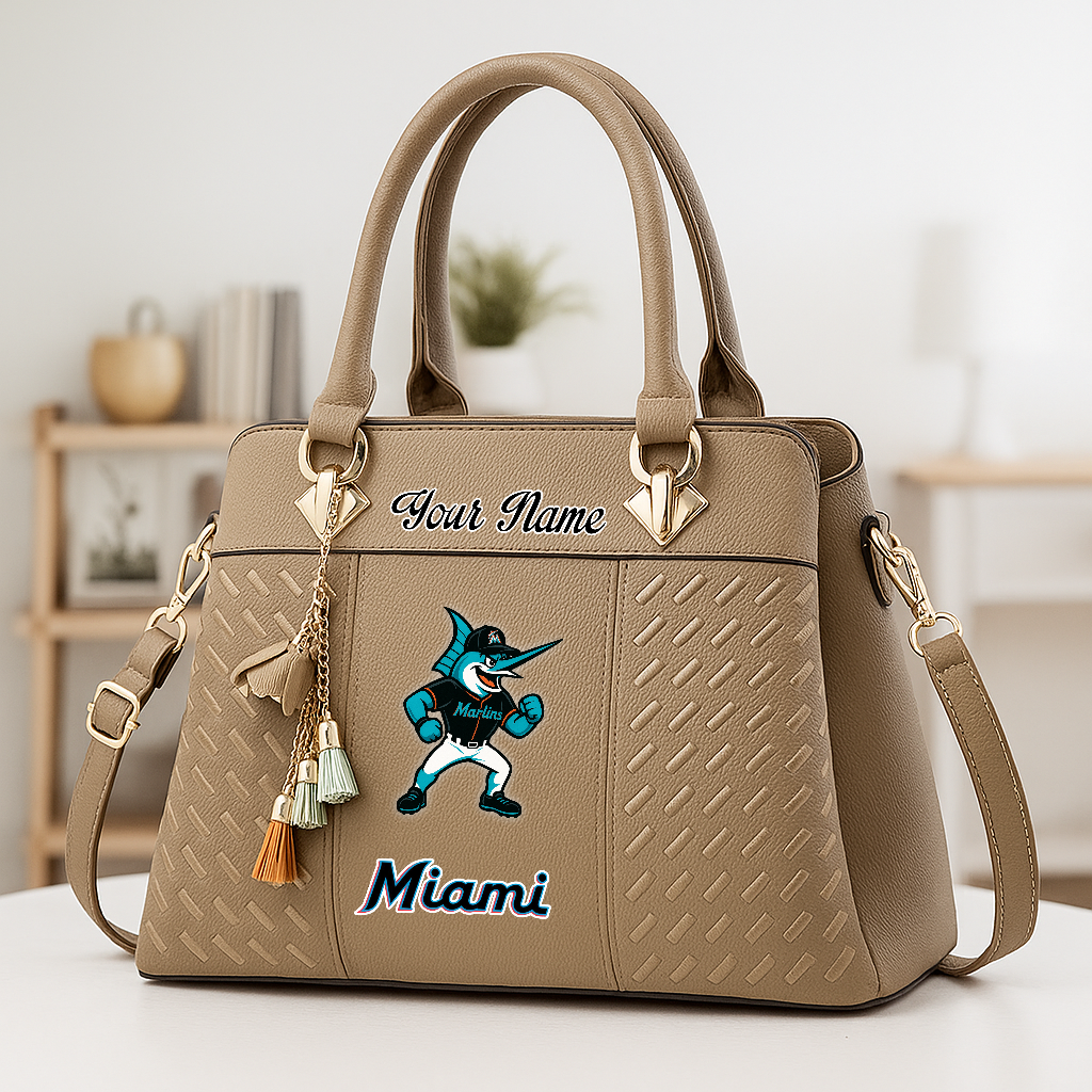 LIMITED EDITION - NEW CUSTOMIZED MLB20 MMS MI MARLINS ZIP HANDBAG MULTICOLOR
