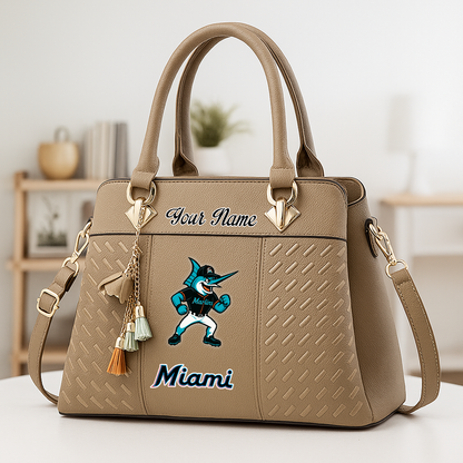 LIMITED EDITION - NEW CUSTOMIZED MLB20 MMS MI MARLINS ZIP HANDBAG MULTICOLOR