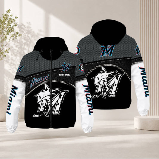 FINAL SALE - NEW CUSTOMIZED MLB20 MMS MIAMI MARLINS WINDBREAKER JACKET