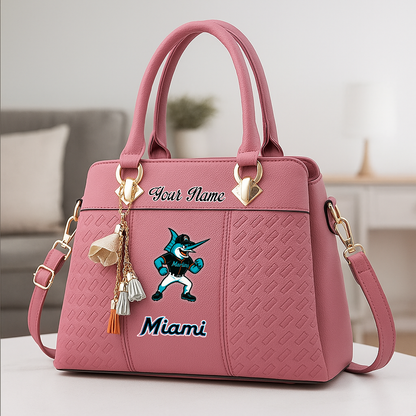 LIMITED EDITION - NEW CUSTOMIZED MLB20 MMS MI MARLINS ZIP HANDBAG MULTICOLOR