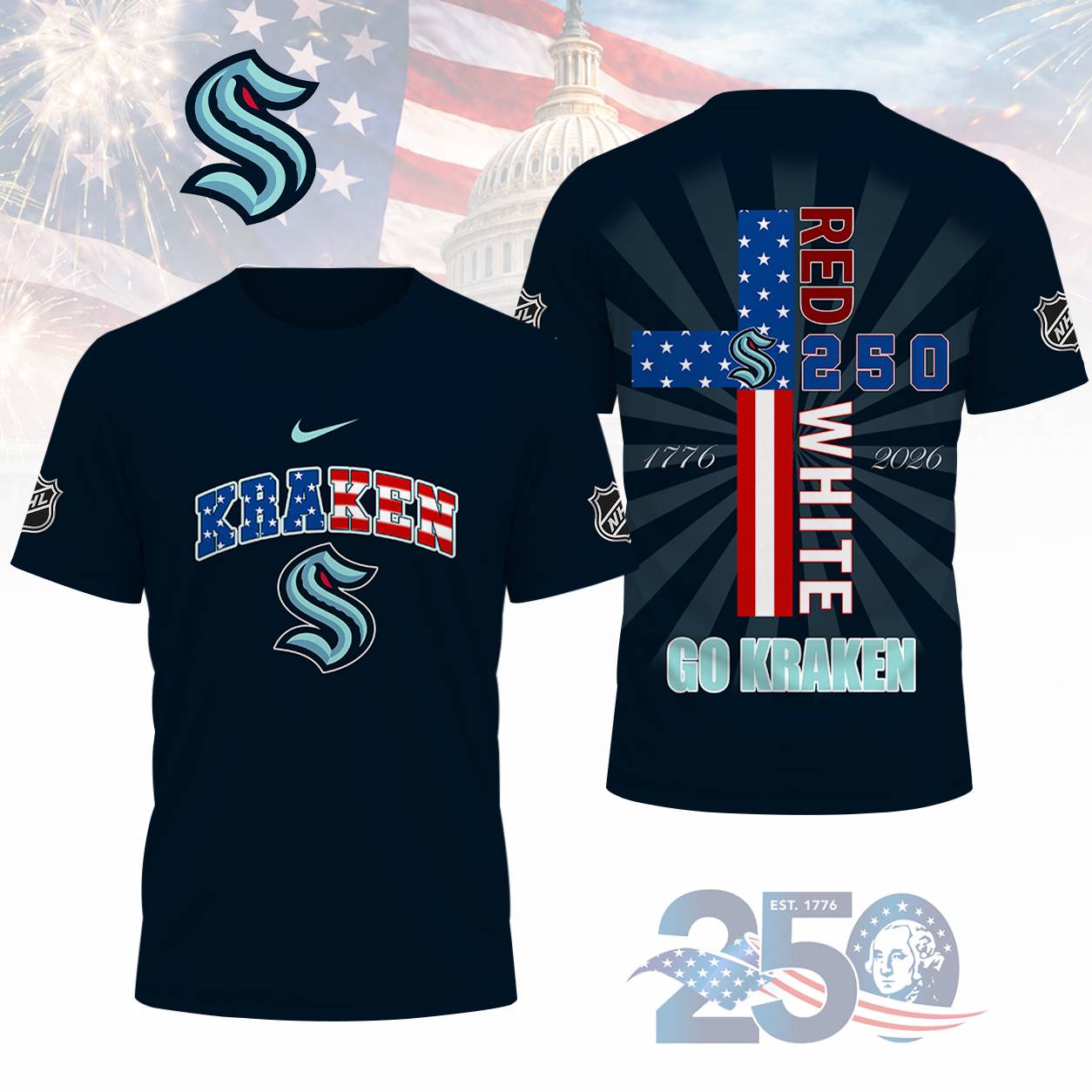 FINAL SALE - NEW CUSTOMIZED NHL20 STK SEATTLE KRAKEN T-SHIRT, POLO SHIRT, ZIP POLO SHIRT, SWEATSHIRT, HOODIE & ZIP HOODIE