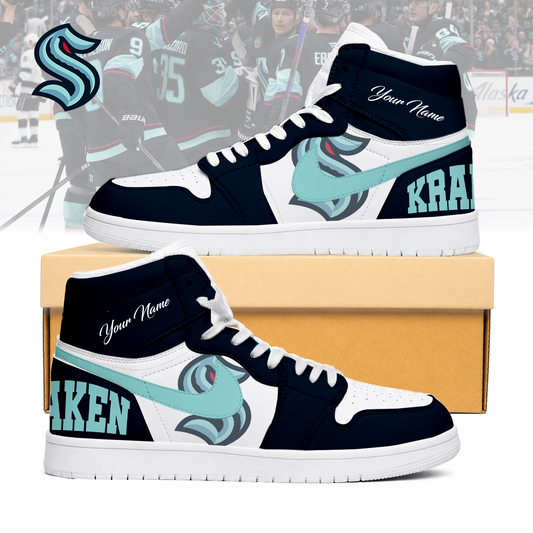 FINAL SALE - NEW CUSTOMIZED NHL20 STK SEATTLE KRAKEN AIR JORDAN SNEAKERS