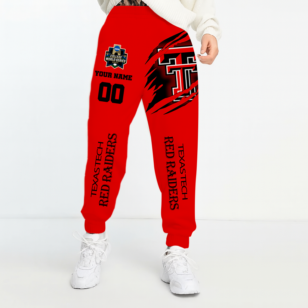 LIMITED DROP - NEW CUSTOMIZED COLLEGE WORLD SERIES NCAA20 TRR TEXAS TECH RED RAIDERS UNISEX LONG PANTS