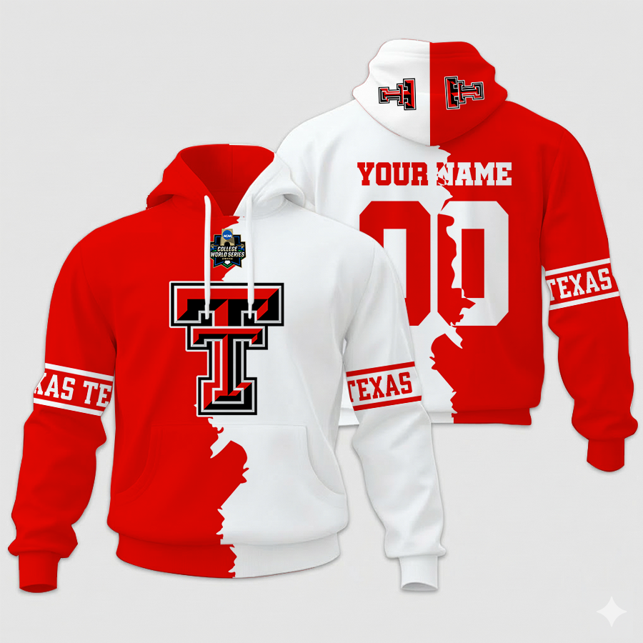 MEGA SALE - NEW CUSTOMIZED COLLEGE WORLD SERIES NCAA20 TEXAS TECH RED RAIDERS UNISEX HOODIE & ZIP HOODIE