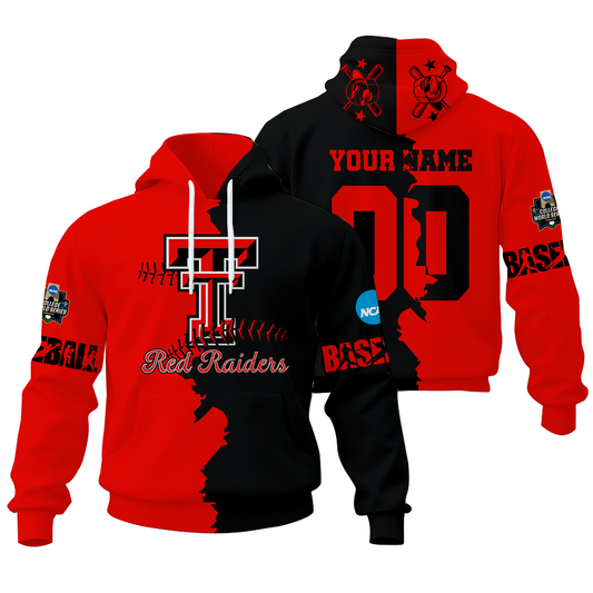 FINAL CLEARANCE - NEW CUSTOMIZED COLLEGE WORLD SERIES NCAA20 TEXAS TECH RED RAIDERS UNISEX HOODIE & ZIP HOODIE