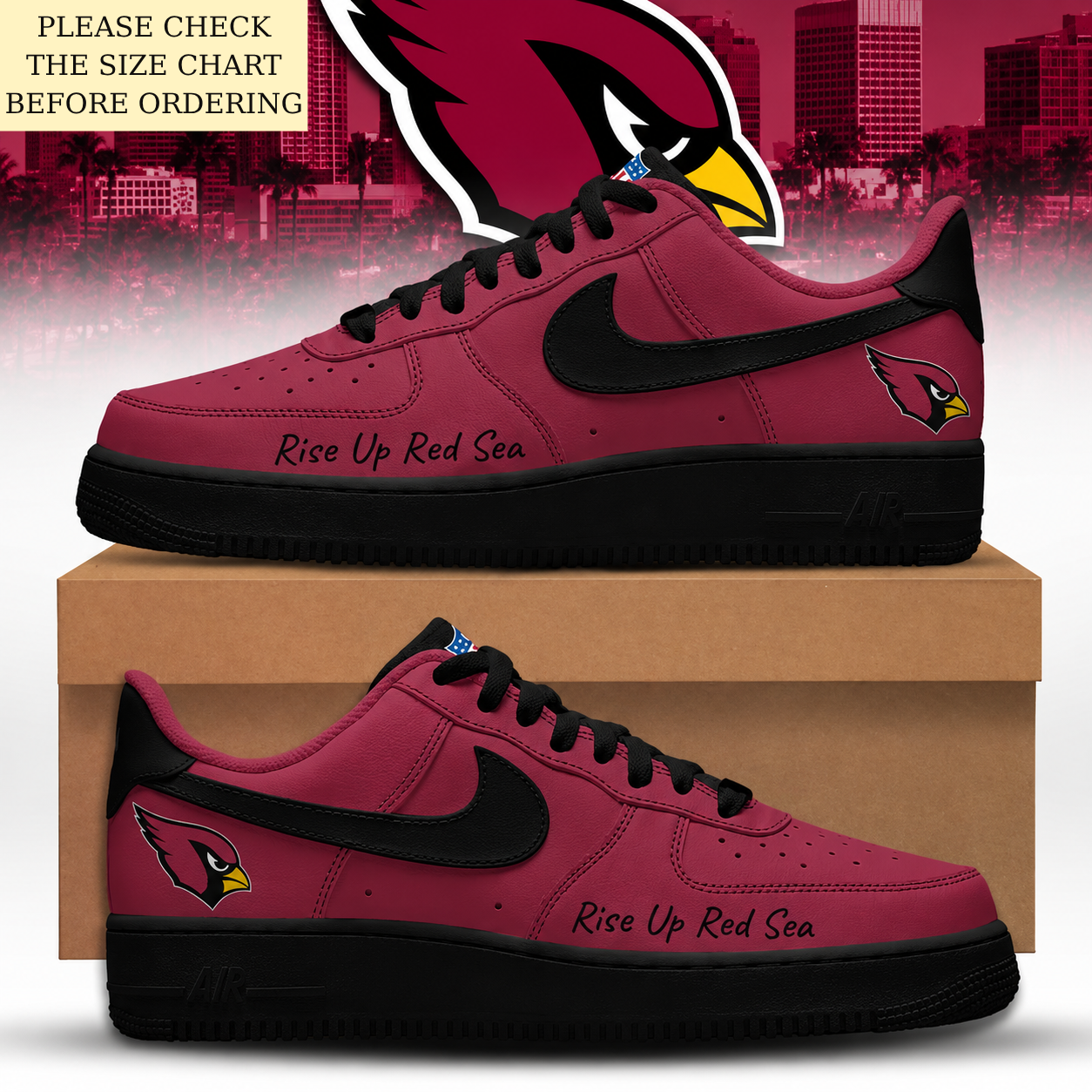 HOT DEAL - NEW CUSTOMIZED NFL20 ARC ARIZONA CARDINALS AF1 SHOES