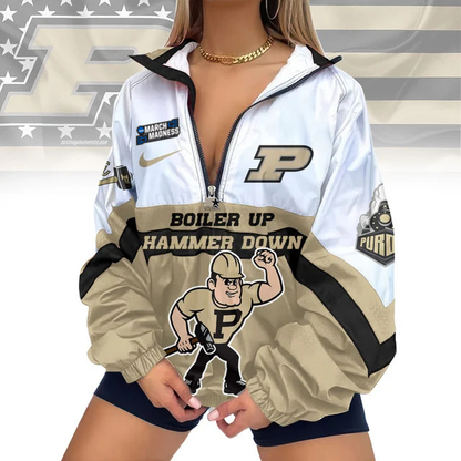 LIMITED EDITION - NEW CUSTOMIZED MAM NCAA20 PUB PU BOILERMAKERS V-NECK ZIPPER JACKET