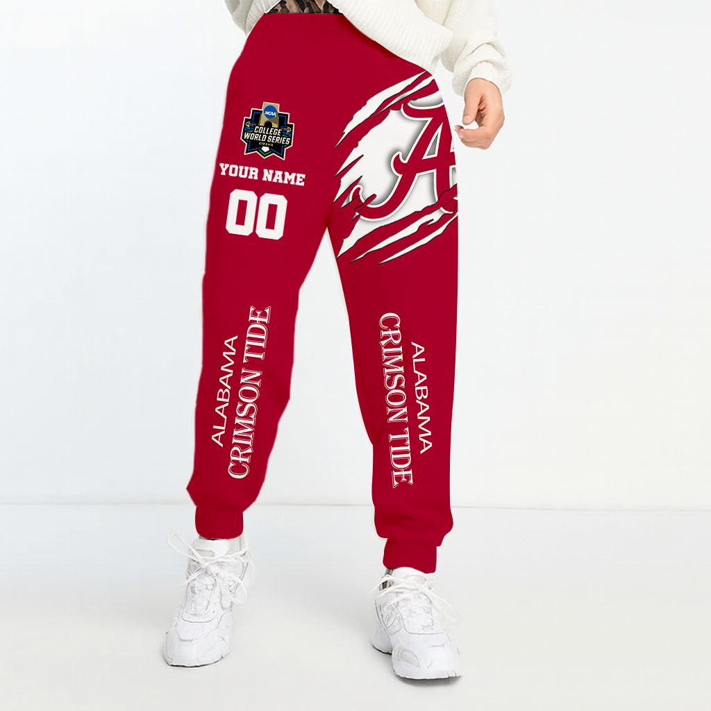 LIMITED DROP - NEW CUSTOMIZED COLLEGE WORLD SERIES NCAA21 ABC ALABAMA CRIMSON TIDE UNISEX LONG PANTS