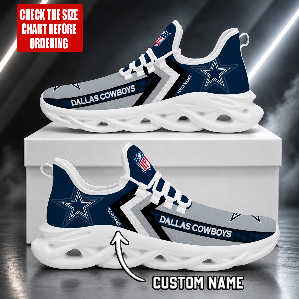 FINAL SALE - NEW CUSTOMIZED NFL21 DCB DALLAS COWBOYS UNISEX MAX SOUL SHOES