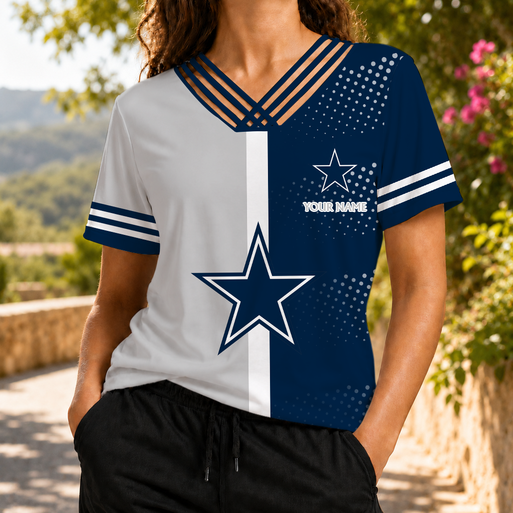 VIRAL EDITION - NEW CUSTOMIZED NFL21 DCB DALLAS COWBOYS V-NECK SHIRT