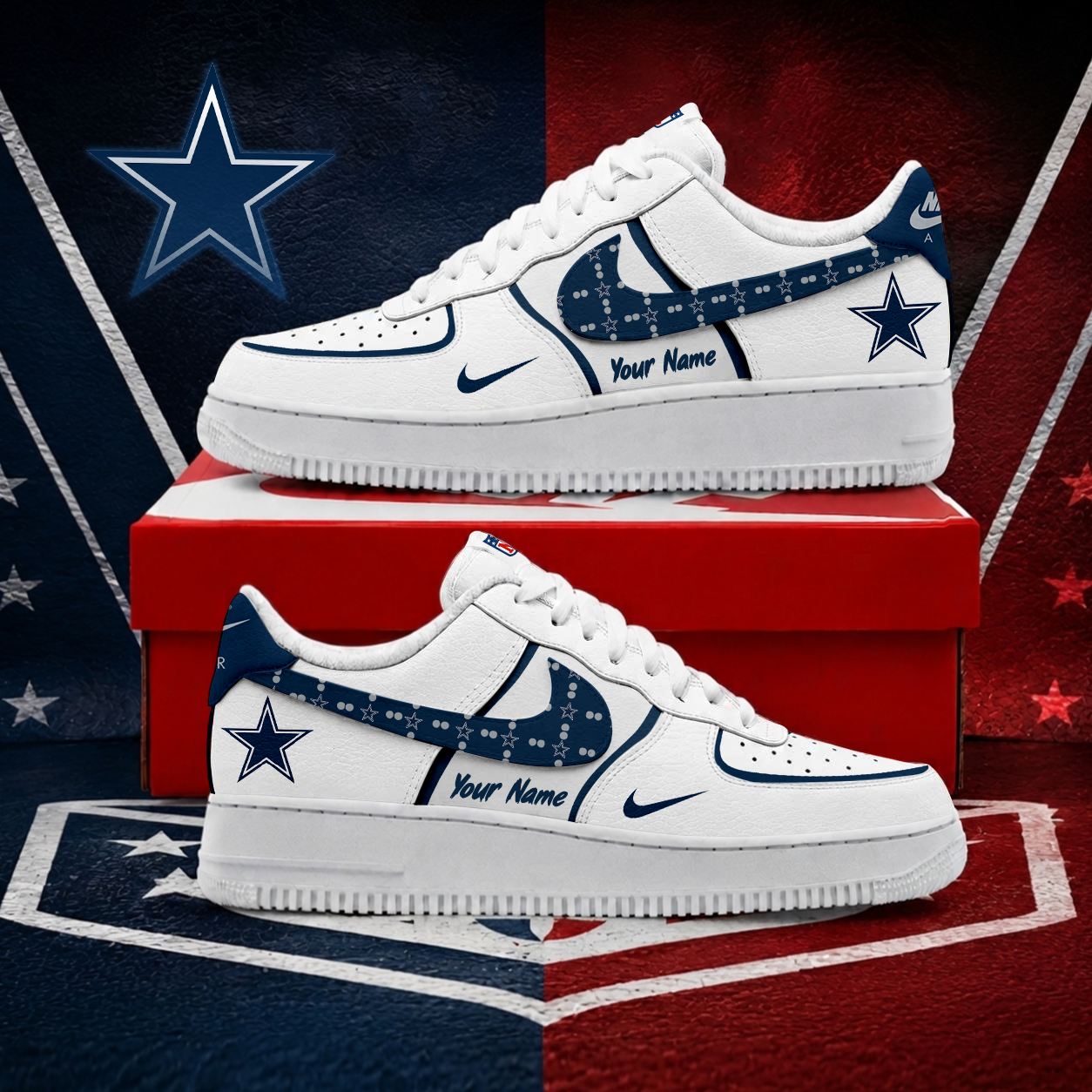 FINAL SALE - NEW CUSTOMIZED NFL21 DCB DALLAS COWBOYS AF1 SHOES