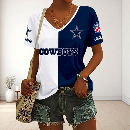VIRAL EDITION - NEW CUSTOMIZED NFL21 DCB DALLAS COWBOYS V-NECK FEMALE SHIRT