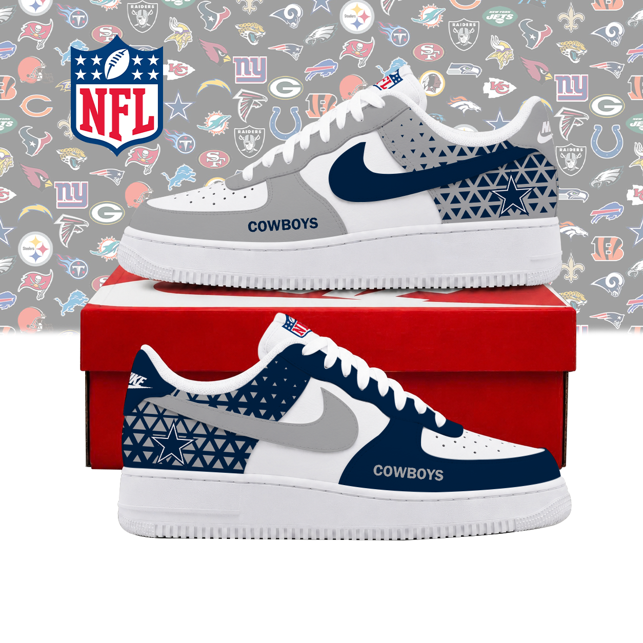 SPECIAL EDITION - NEW CUSTOMIZED NFL21 DCB DALLAS COWBOYS AF1 SHOES