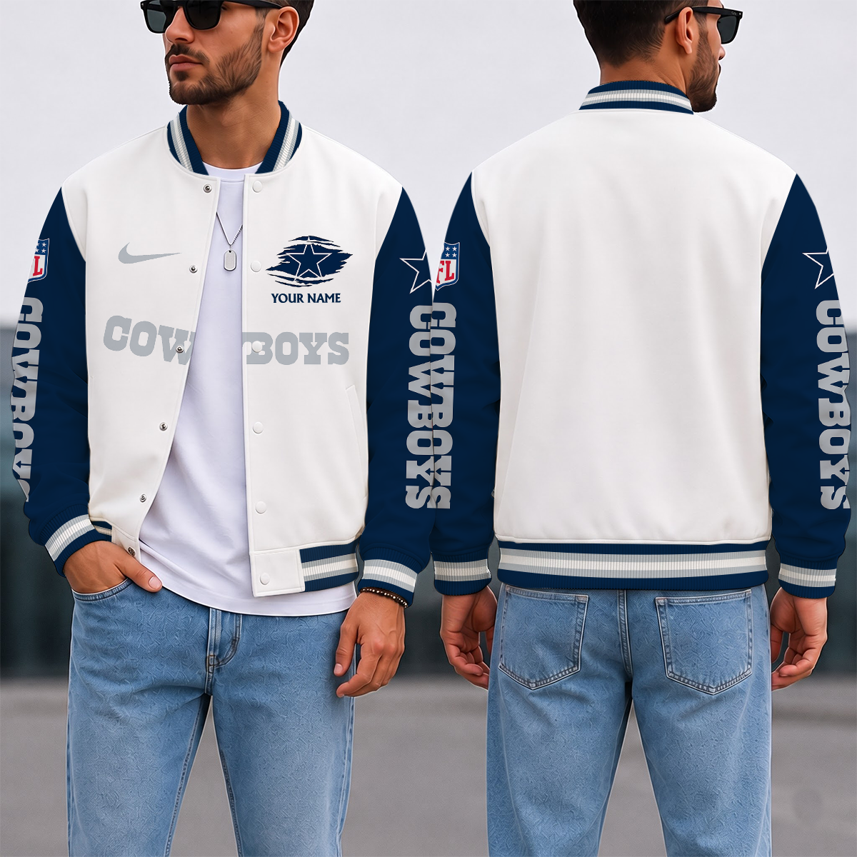 SPECIAL EDITION - NEW CUSTOMIZED NFL21 DCB DALLAS COWBOYS SATIN VARSITY & BASEBALL JACKET