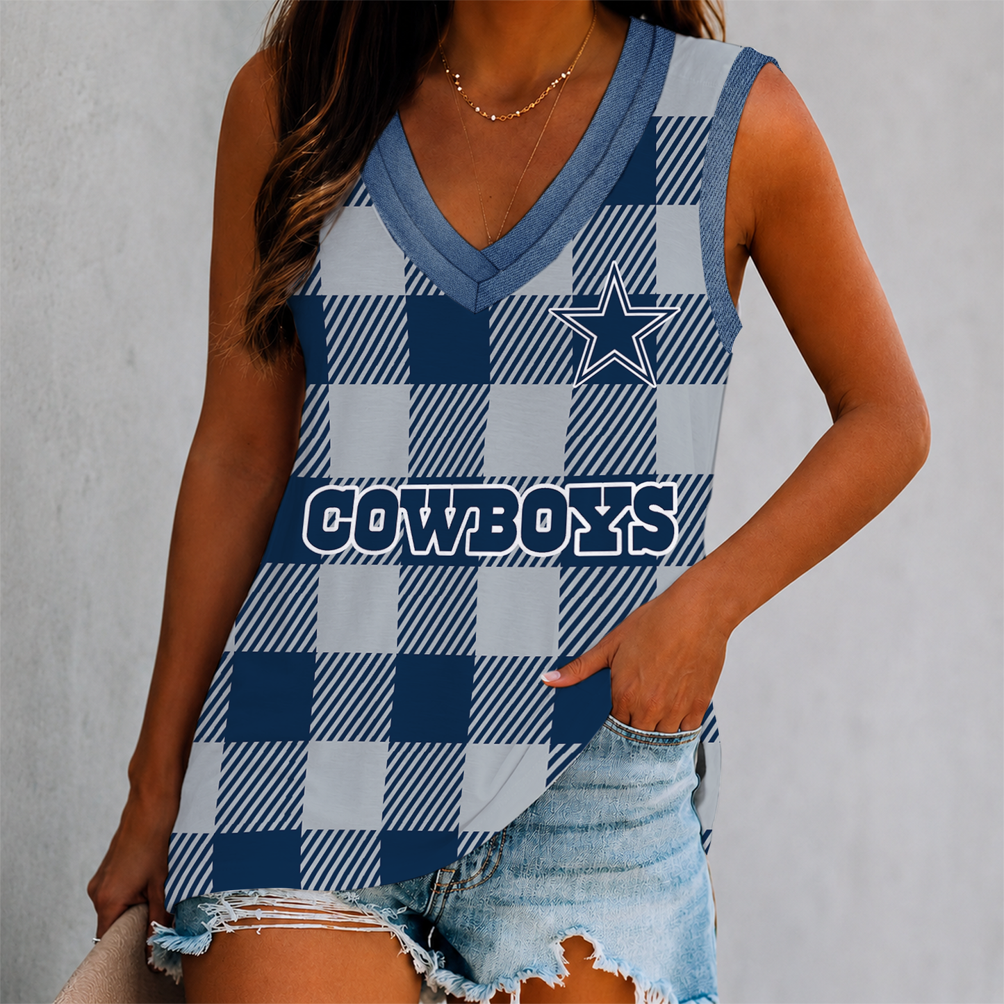 FLASH SALE - NEW CUSTOMIZED NFL21 DCB DALLAS COWBOYS WOMEN'S V-NECK TANK TOP
