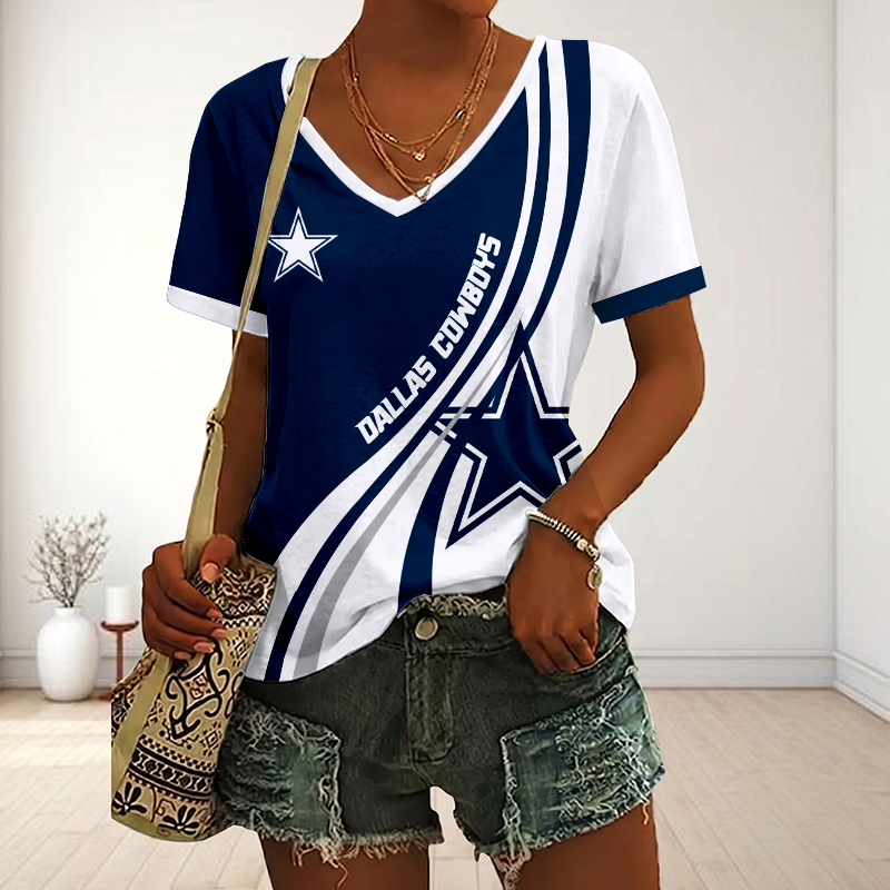 LIMITED EDITION - NEW CUSTOMIZED NFL21 DCB DALLAS COWBOYS V-NECK FEMALE SHIRT