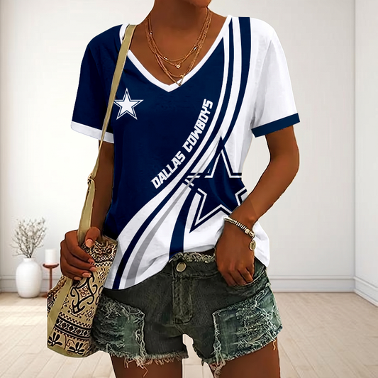 LIMITED EDITION - NEW CUSTOMIZED NFL21 DCB DALLAS COWBOYS V-NECK FEMALE SHIRT
