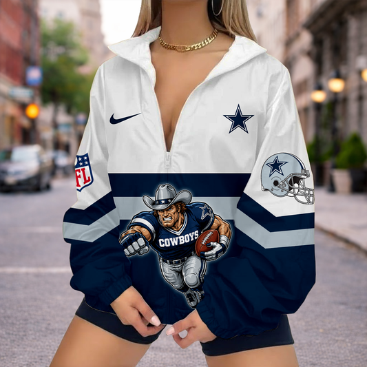 FINAL SALE - NEW CUSTOMIZED NFL21 DCB DALLAS COWBOYS V-NECK ZIPPER SWEATSHIRT JACKET