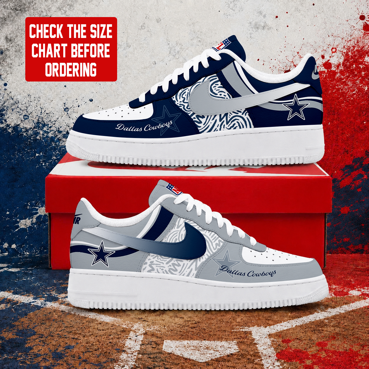 FLASH SALE - NEW CUSTOMIZED NFL21 DCB DALLAS COWBOYS AF1 SHOES