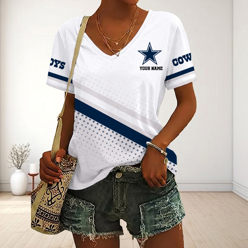 VIRAL EDITION - NEW CUSTOMIZED NFL21 DCB DALLAS COWBOYS V-NECK FEMALE SHIRT