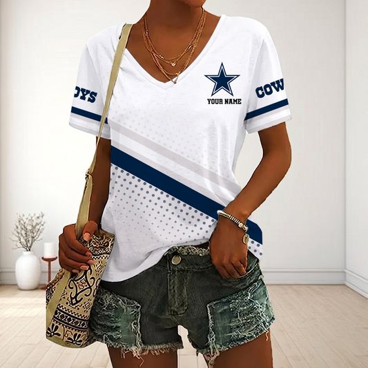 VIRAL EDITION - NEW CUSTOMIZED NFL21 DCB DALLAS COWBOYS V-NECK FEMALE SHIRT