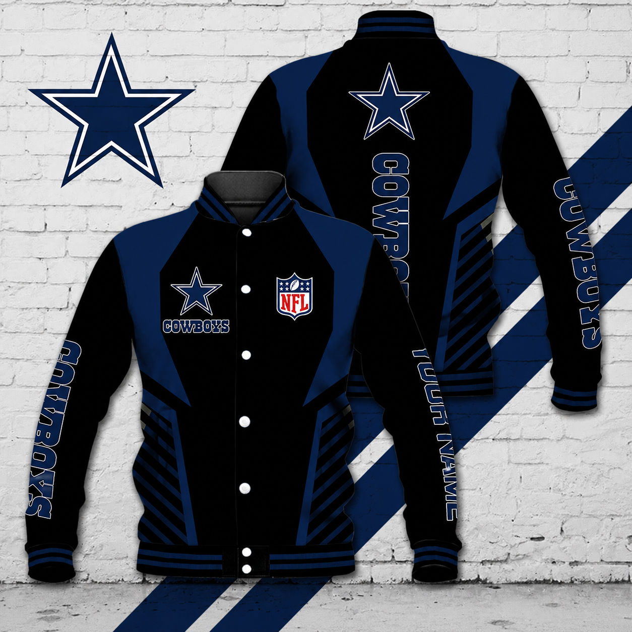 LIMITED EDITION - NEW CUSTOMIZED NFL21 DCB DALLAS COWBOYS SATIN VARSITY & BASEBALL JACKET