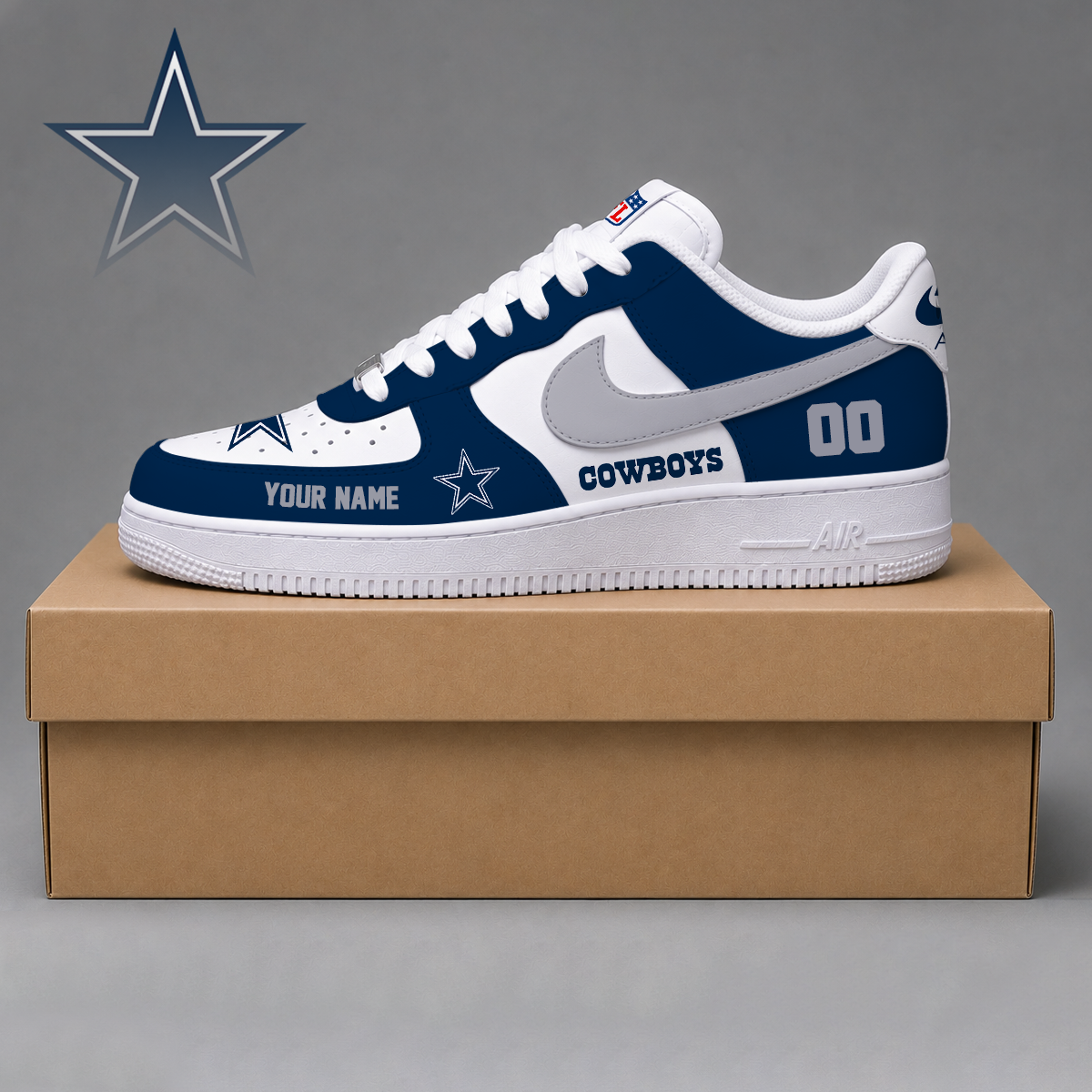 ELITE EDITION - NEW CUSTOMIZED NFL21 DCB DALLAS COWBOYS AF1 SHOES