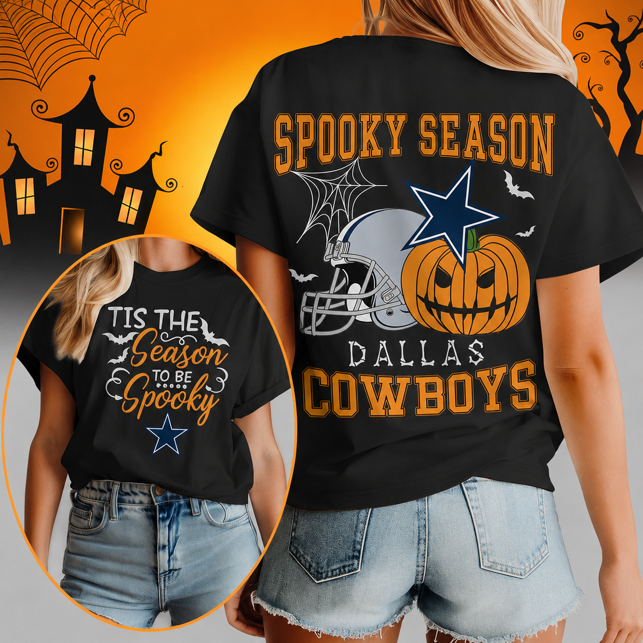 FLASH SALE - NEW CUSTOMIZED NFL21 DCB DALLAS COWBOYS  HALLOWEEN T-SHIRT, HOODIE & ZIP HOODIE
