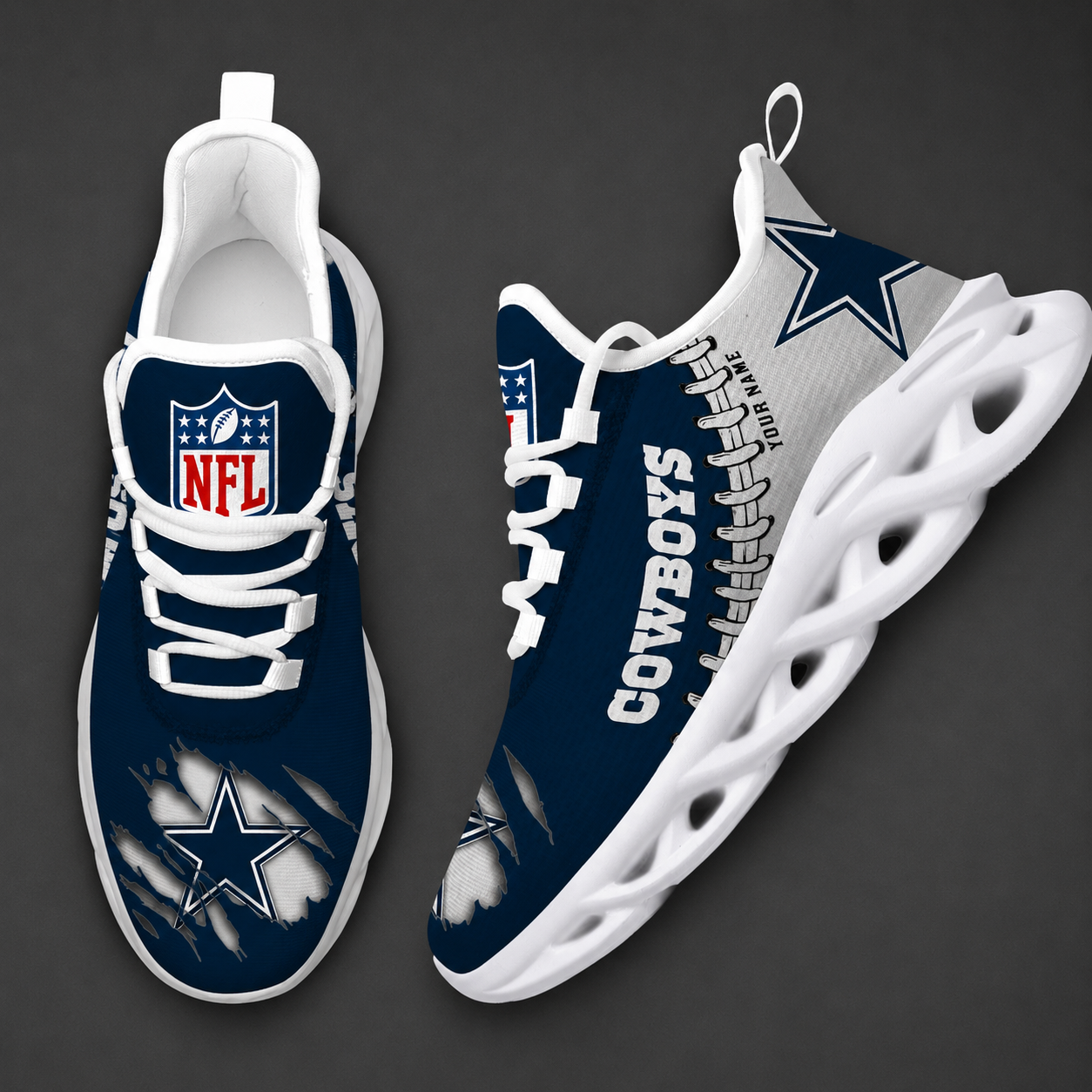 FINAL SALE - NEW CUSTOMIZED NFL21 DCB DALLAS COWBOYS UNISEX MAX SOUL SHOES