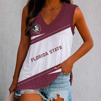 FINAL SALE - NEW CUSTOMIZED NCAA FBS21 FLS FLORIDA STATE SEMINOLES WOMEN'S V-NECK TANK TOP