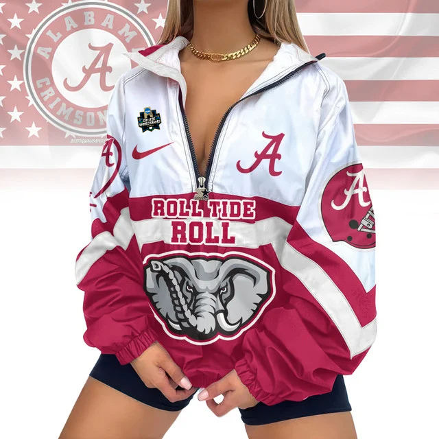 LIMITED EDITION - NEW CUSTOMIZED COLLEGE WORLD SERIES NCAA21 ALABAMA CRIMSON TIDE V-NECK ZIPPER SWEATSHIRT JACKET