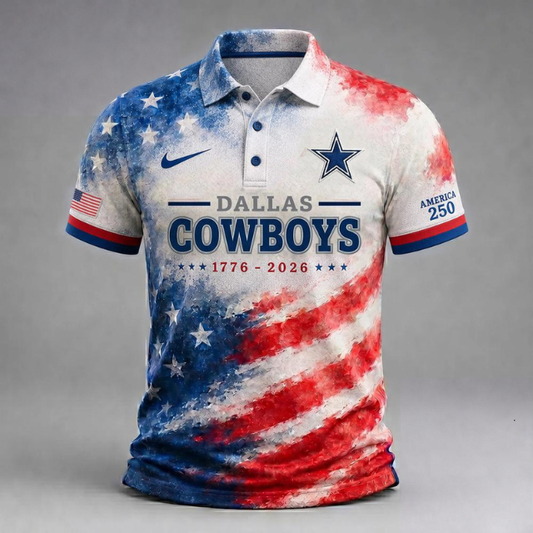 LIMITED EDITION - NEW CUSTOMIZED NFL21 DCB DALLAS COWBOYS USA 250TH ANNIVERSARY POLO SHIRT, ZIP POLO SHIRT & T-SHIRTS