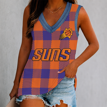 VIRAL EDITION - NEW CUSTOMIZED NBA21 PSU PHOENIX SUNS WOMEN'S V-NECK TANK TOP