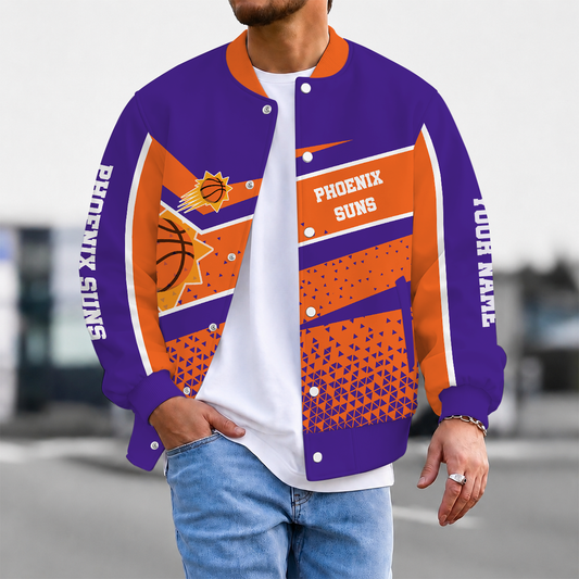 FLASH SALE - NEW CUSTOMIZED NBA21 PSU PHOENIX SUNS BASEBALL JACKET, SATIN VARSITY JACKET