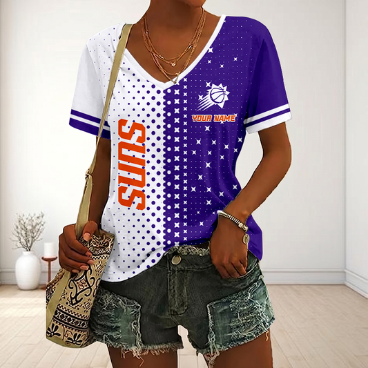 VIRAL EDITION - NEW CUSTOMIZED NBA21 PSU PHOENIX SUNS V-NECK FEMALE SHIRT