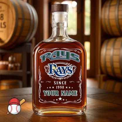 LIMITED EDITION - NEW CUSTOMIZED MLB21 TBR TAMPA BAY RAYS LUXURY WHISKEY BOTTLE 450ML