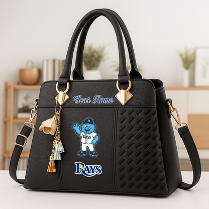 LIMITED EDITION - NEW CUSTOMIZED MLB21 TBR TB RAYS ZIP HANDBAG MULTICOLOR