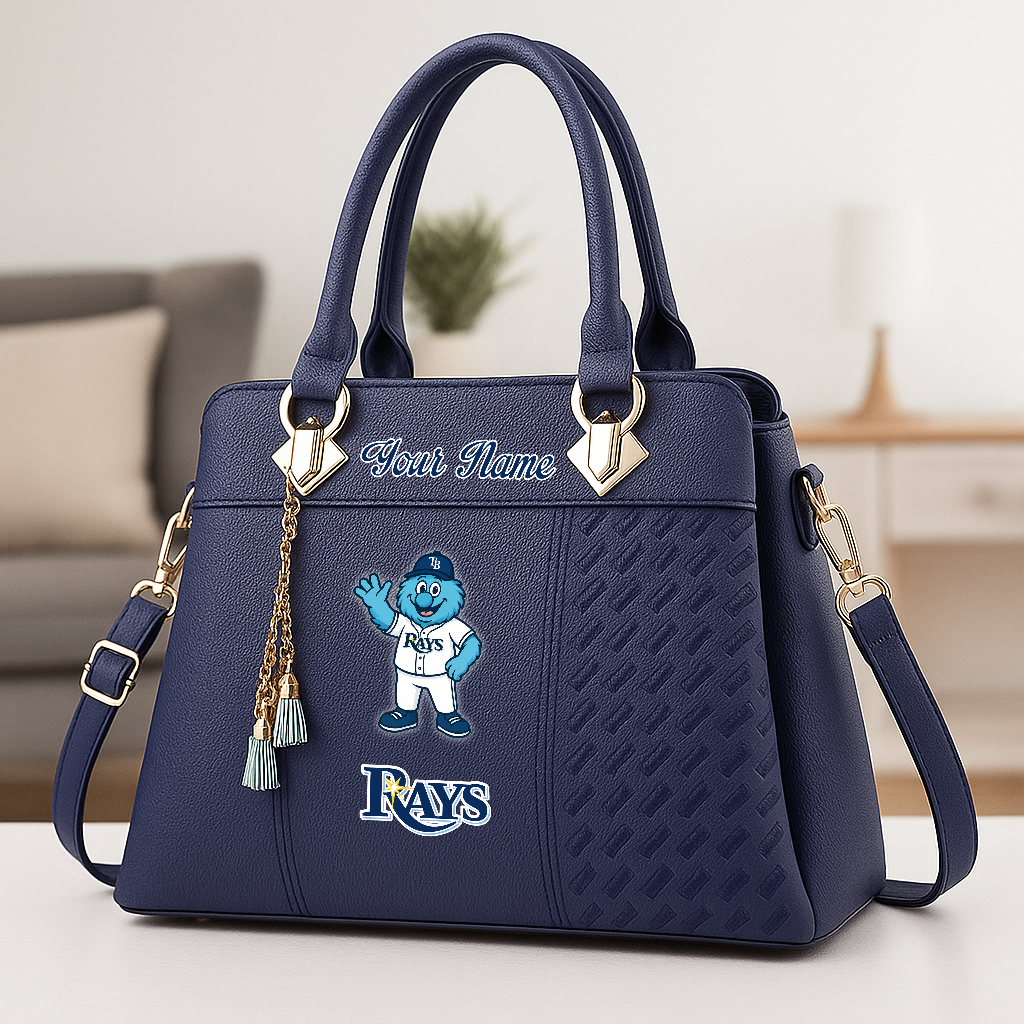 LIMITED EDITION - NEW CUSTOMIZED MLB21 TBR TB RAYS ZIP HANDBAG MULTICOLOR